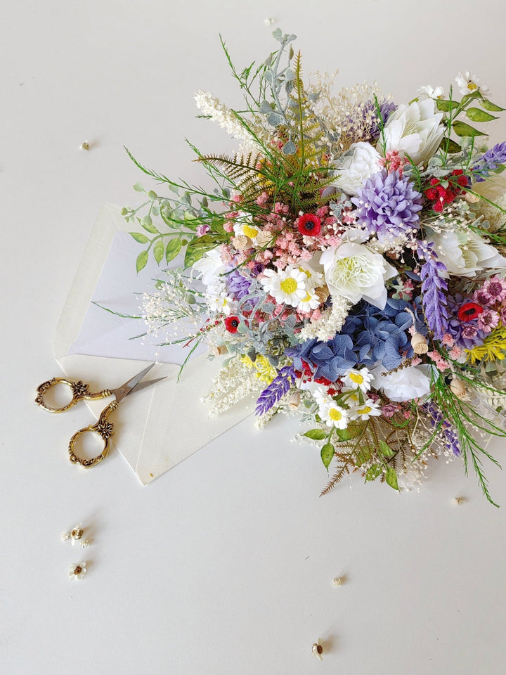 Large Artificial Wildflower Bouquet: Meadow Bridal Bouquet – handmade floral hair accessory by magaela