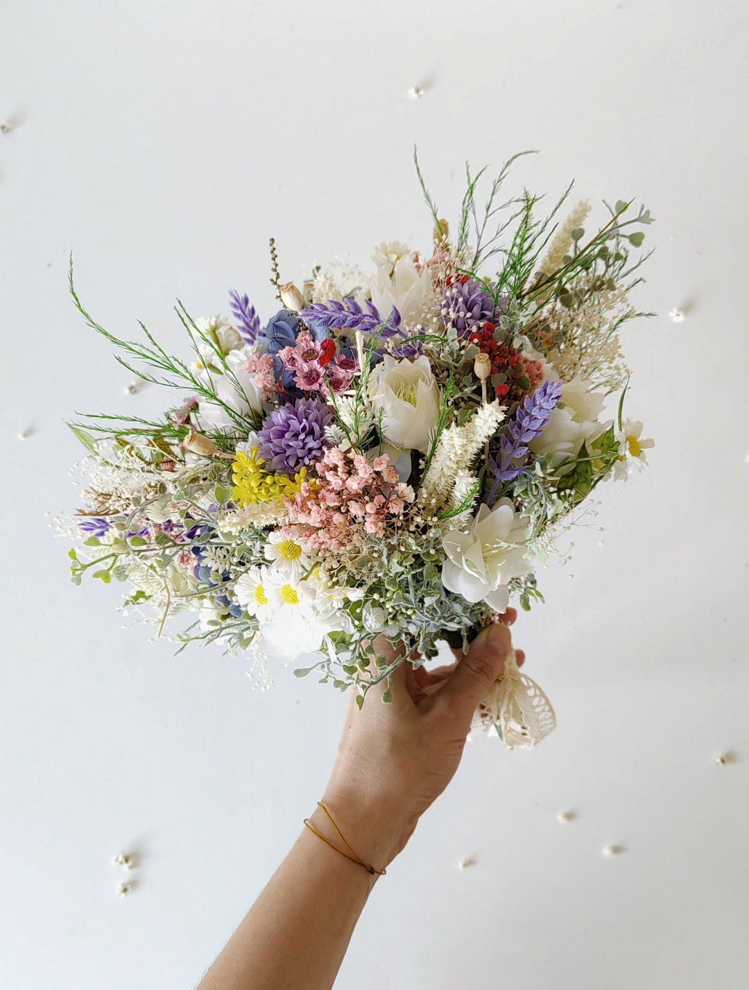 Large Artificial Wildflower Bouquet: Meadow Bridal Bouquet – handmade floral hair accessory by magaela