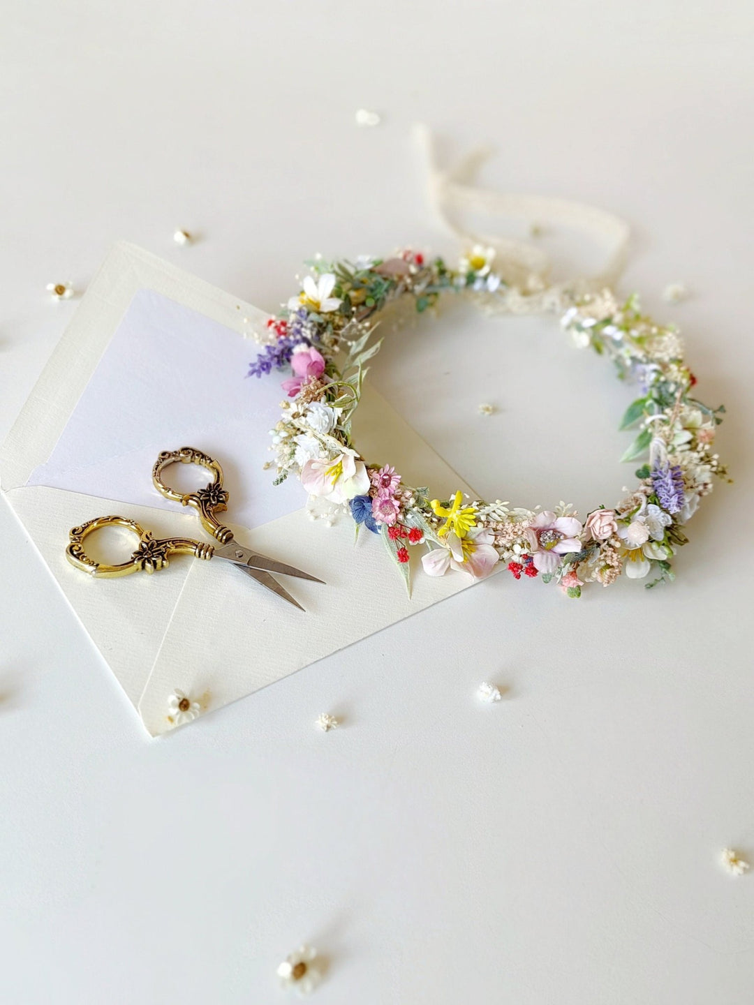 Wildflower Bridal Crown: Meadow Flower Hair Wreath, Garden Wedding – handmade floral hair accessory by magaela