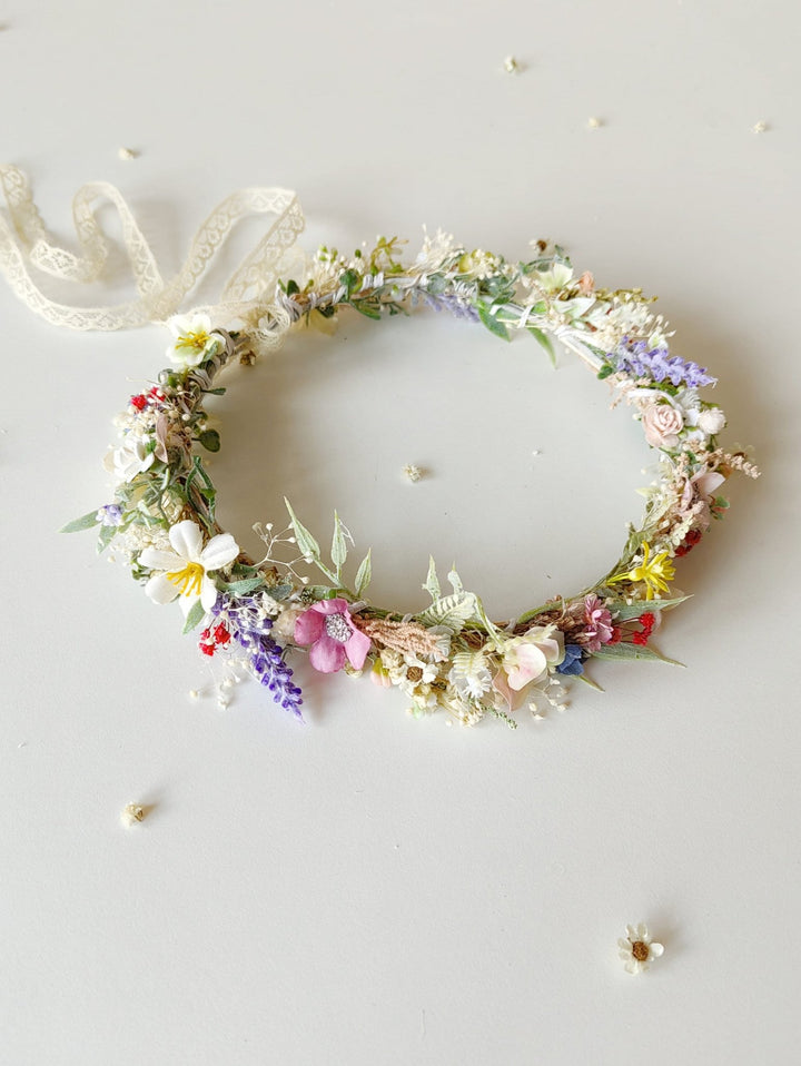 Wildflower Bridal Crown: Meadow Flower Hair Wreath, Garden Wedding – handmade floral hair accessory by magaela