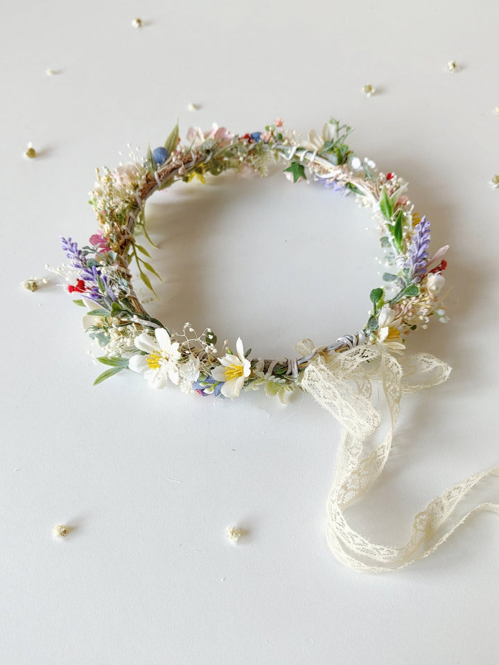 Wildflower Bridal Crown: Meadow Flower Hair Wreath, Garden Wedding – handmade floral hair accessory by magaela