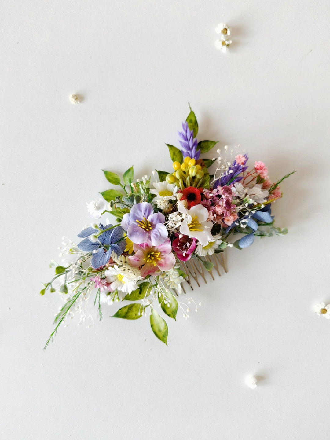 Wildflower Hair Comb: Romantic Bridal Boho Wedding Accessory – handmade floral hair accessory by magaela