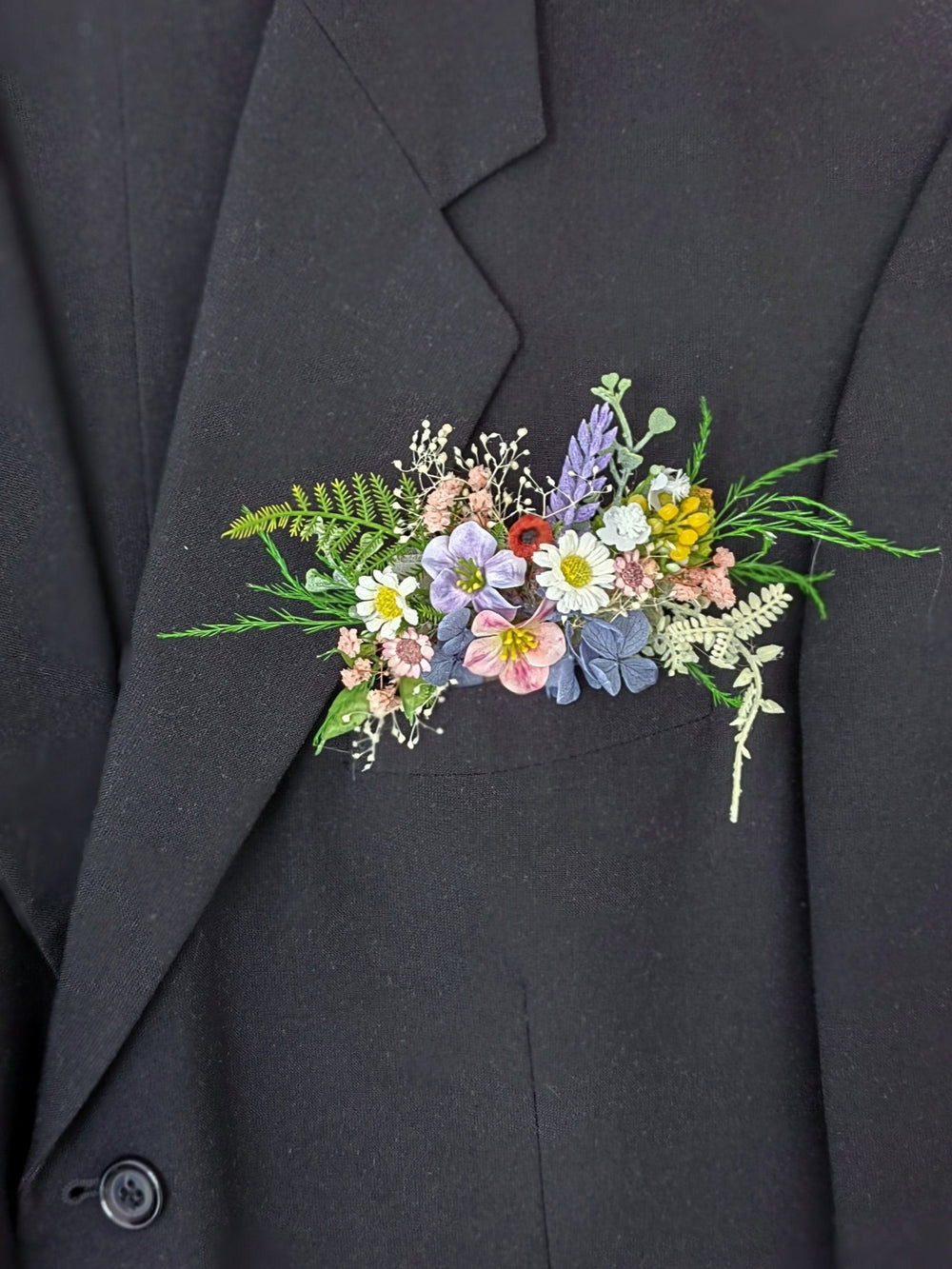Meadow Wildflower Pocket Boutonniere: Summer Wedding Groom Accessory – handmade floral hair accessory by magaela