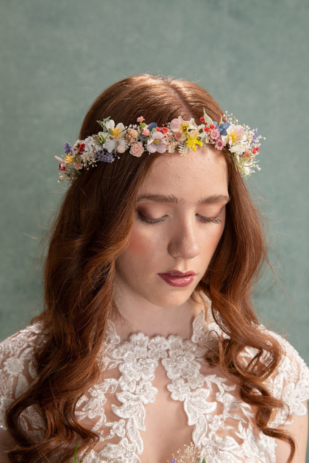 Wildflower Bridal Crown: Meadow Flower Hair Wreath, Garden Wedding – handmade floral hair accessory by magaela
