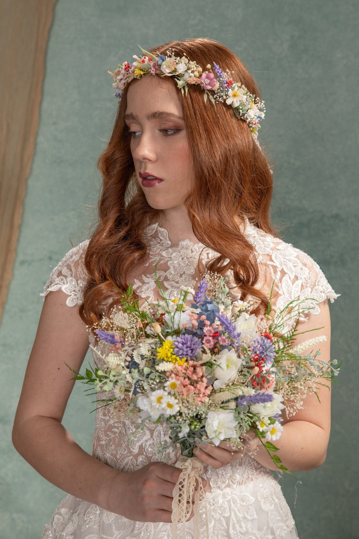 Wildflower Bridal Bouquet: Meadow Spring Wedding Bouquet – handmade floral hair accessory by magaela