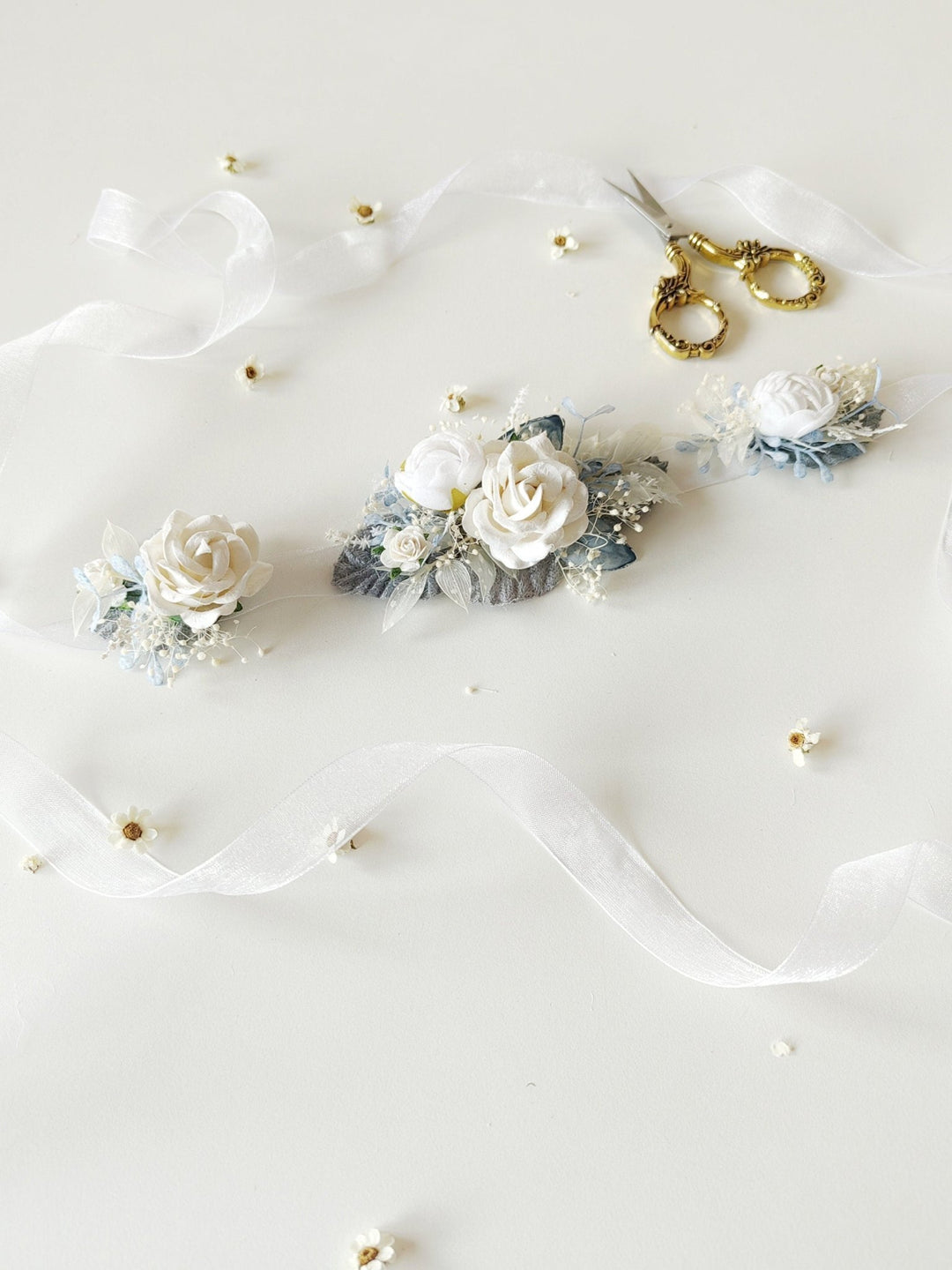 Boho Flower Belt: White Rose First Communion Dress Belt – handmade floral hair accessory by magaela