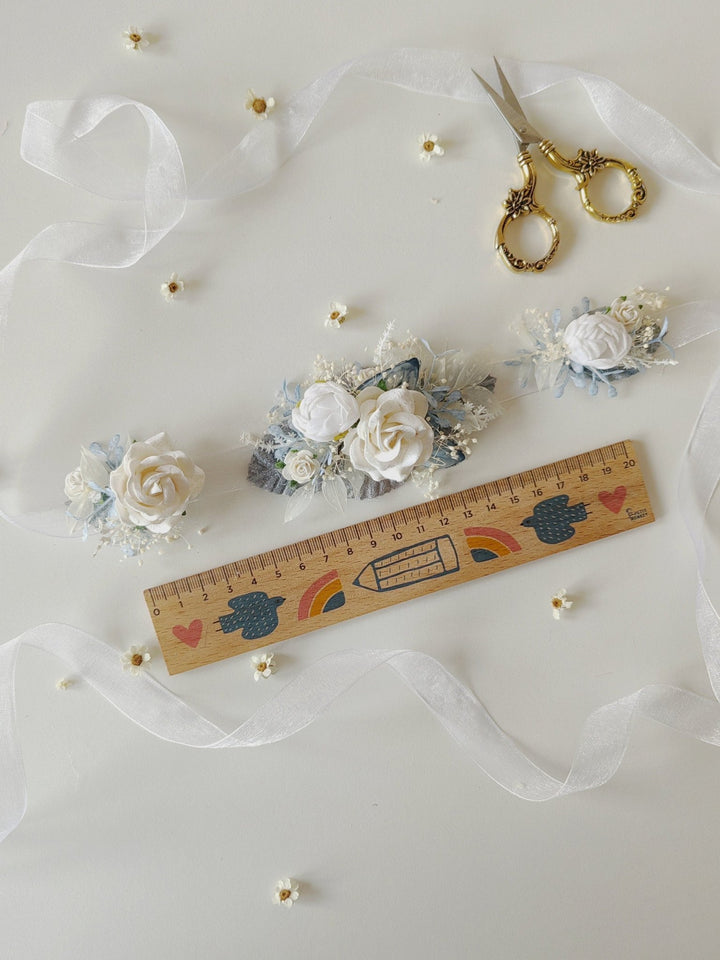Boho Flower Belt: White Rose First Communion Dress Belt – handmade floral hair accessory by magaela