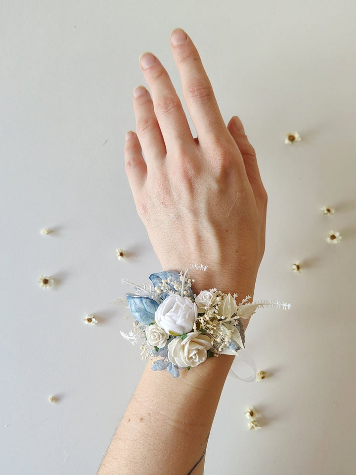 White Flower Wrist Corsage: Handmade Communion Bracelet – handmade floral hair accessory by magaela