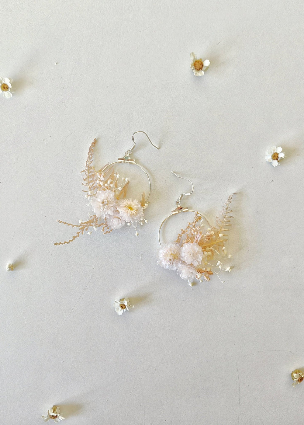 Handmade Floral Circle Earrings: Preserved Pale Pink Flowers – handmade floral hair accessory by magaela