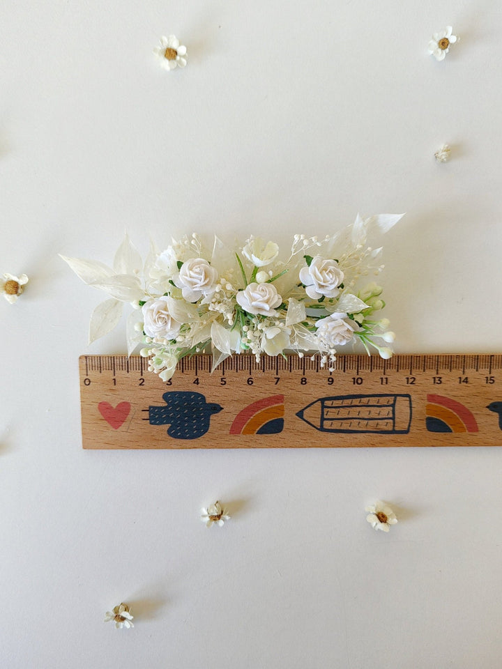 White Rose Flower Hair Comb: First Communion Headpiece – handmade floral hair accessory by magaela