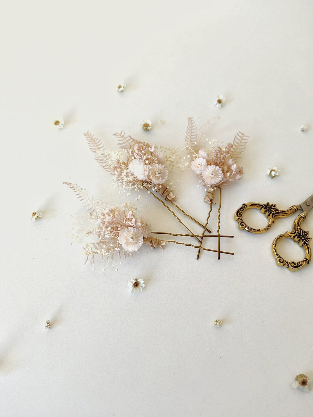 Pink Preserved Flower Hair Pin: First Communion Headpiece – handmade floral hair accessory by magaela