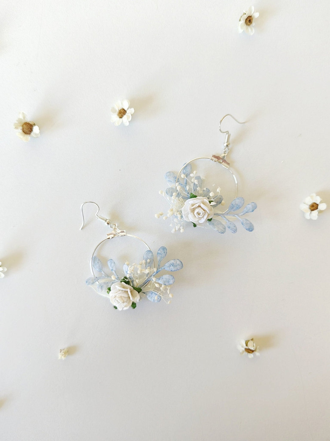 Handmade Flower Circle Earrings: Holy Communion Wedding Jewelry – handmade floral hair accessory by magaela