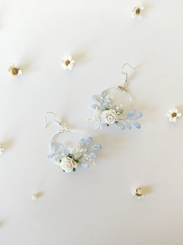Handmade Flower Circle Earrings: Holy Communion Wedding Jewelry – handmade floral hair accessory by magaela