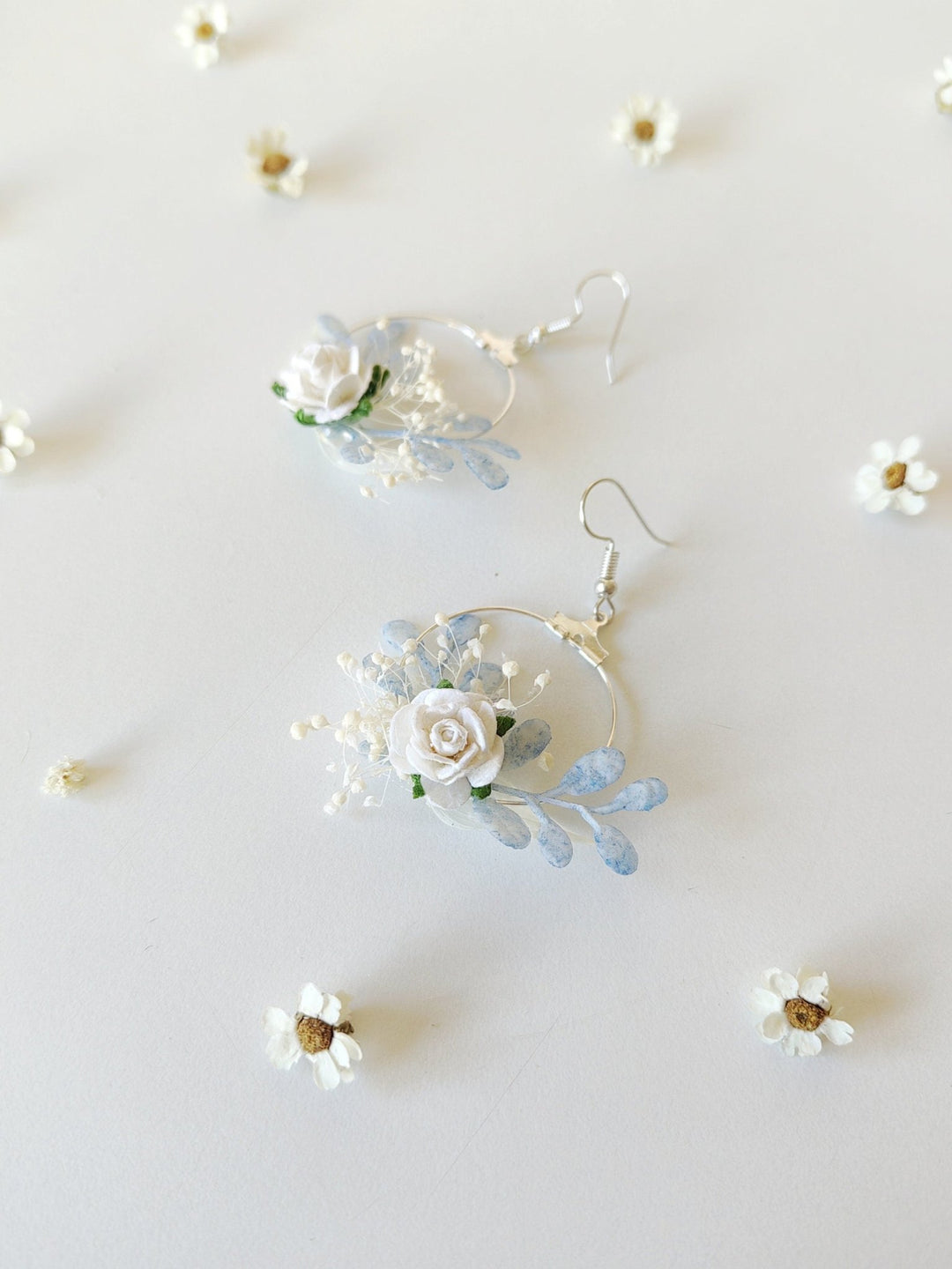 Handmade Flower Circle Earrings: Holy Communion Wedding Jewelry – handmade floral hair accessory by magaela