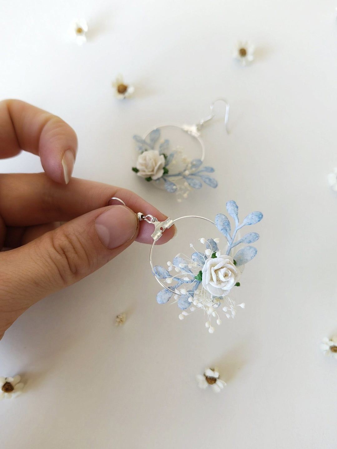 Handmade Flower Circle Earrings: Holy Communion Wedding Jewelry – handmade floral hair accessory by magaela