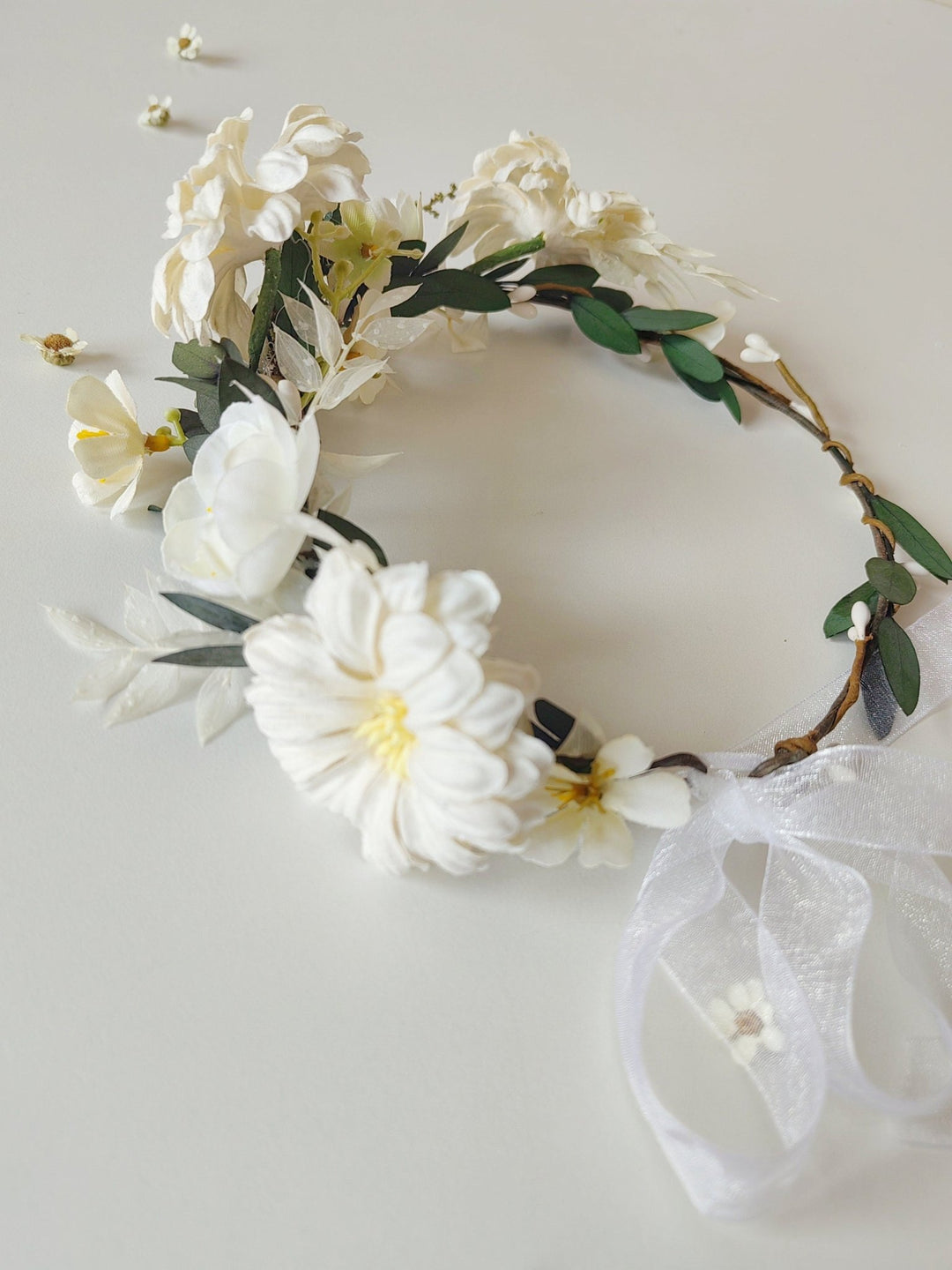 Cream Flower Wreath: Romantic Communion Headpiece – handmade floral hair accessory by magaela