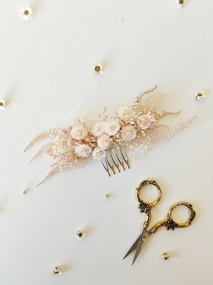 Pink Floral Hair Comb: Romantic Preserved Flower Bridal Accessory – handmade floral hair accessory by magaela