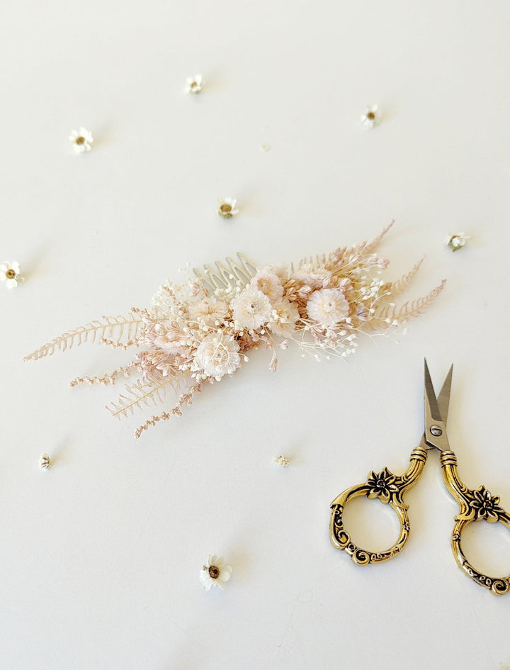 Pink Floral Hair Comb: Romantic Preserved Flower Bridal Accessory – handmade floral hair accessory by magaela