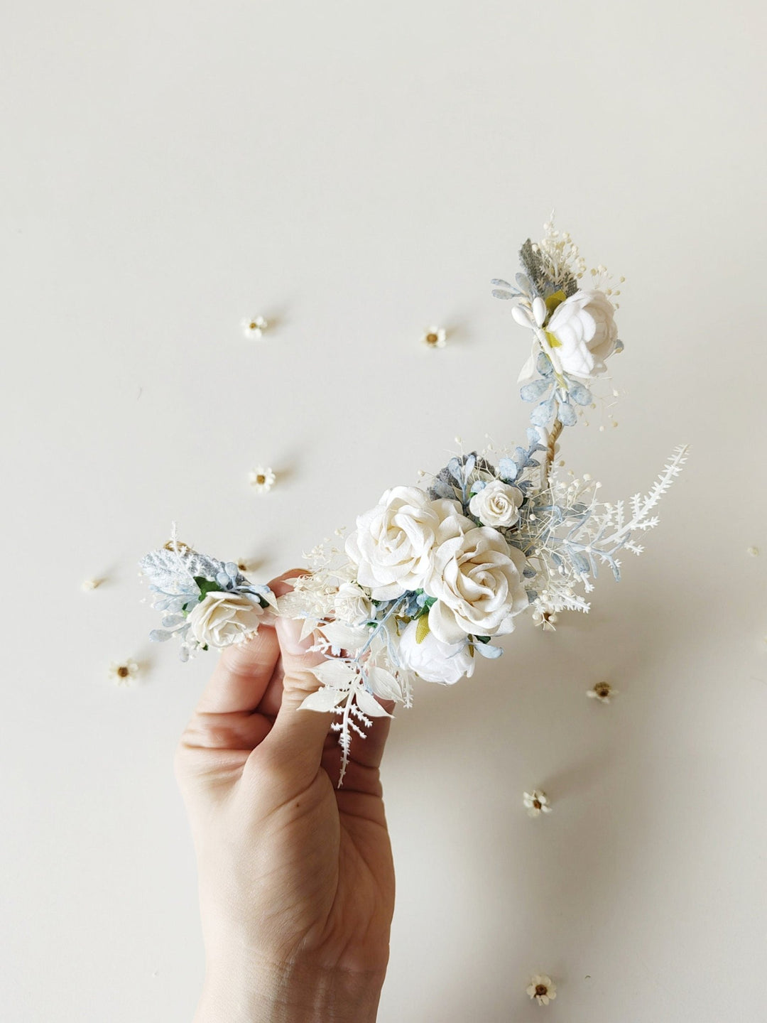 White Rose Flower Hair Vine: First Communion Headpiece – handmade floral hair accessory by magaela