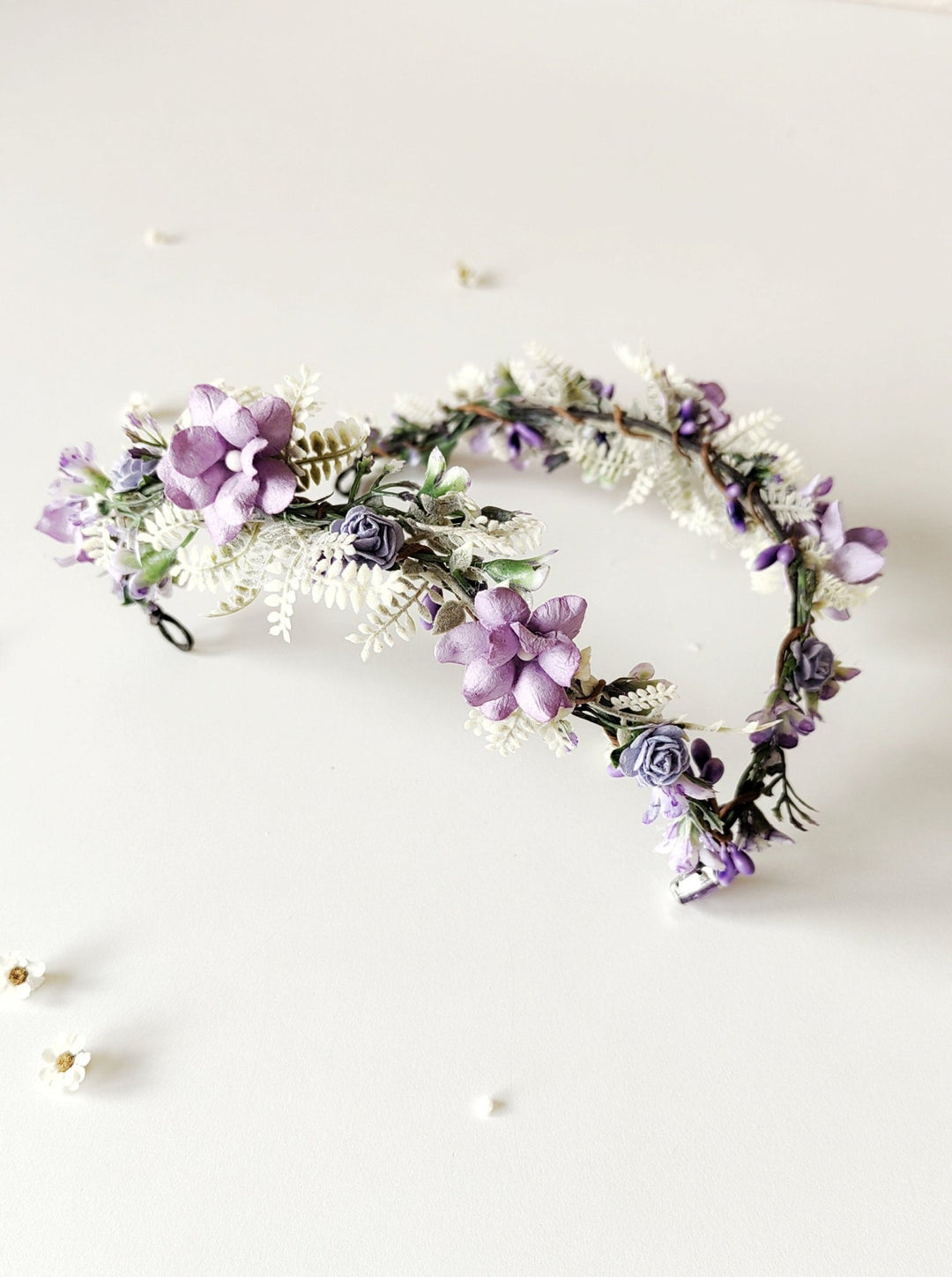 Elven Flower Tiara: Lilac Bridal Wedding Crown – handmade floral hair accessory by magaela