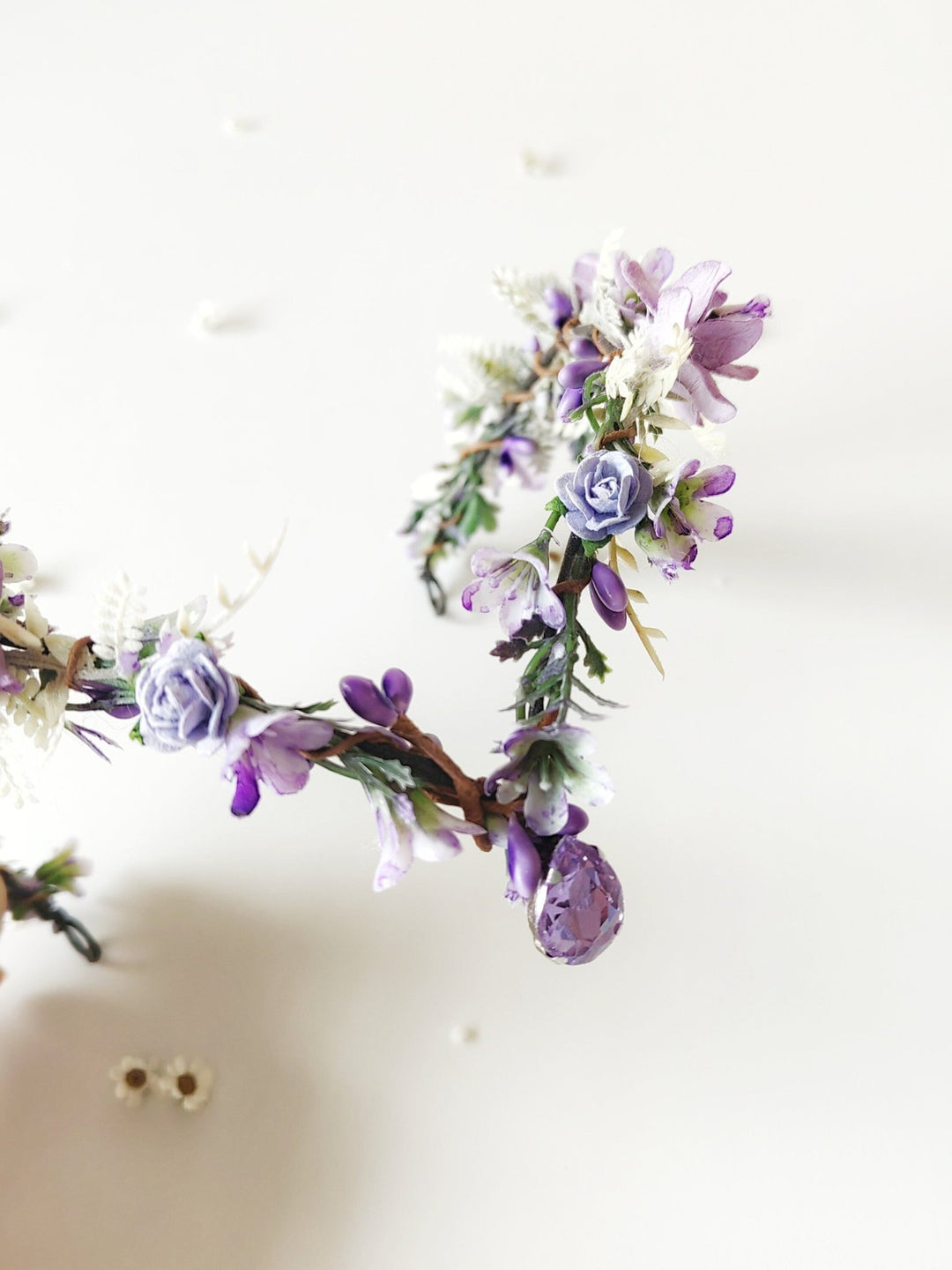 Elven Flower Tiara: Lilac Bridal Wedding Crown – handmade floral hair accessory by magaela