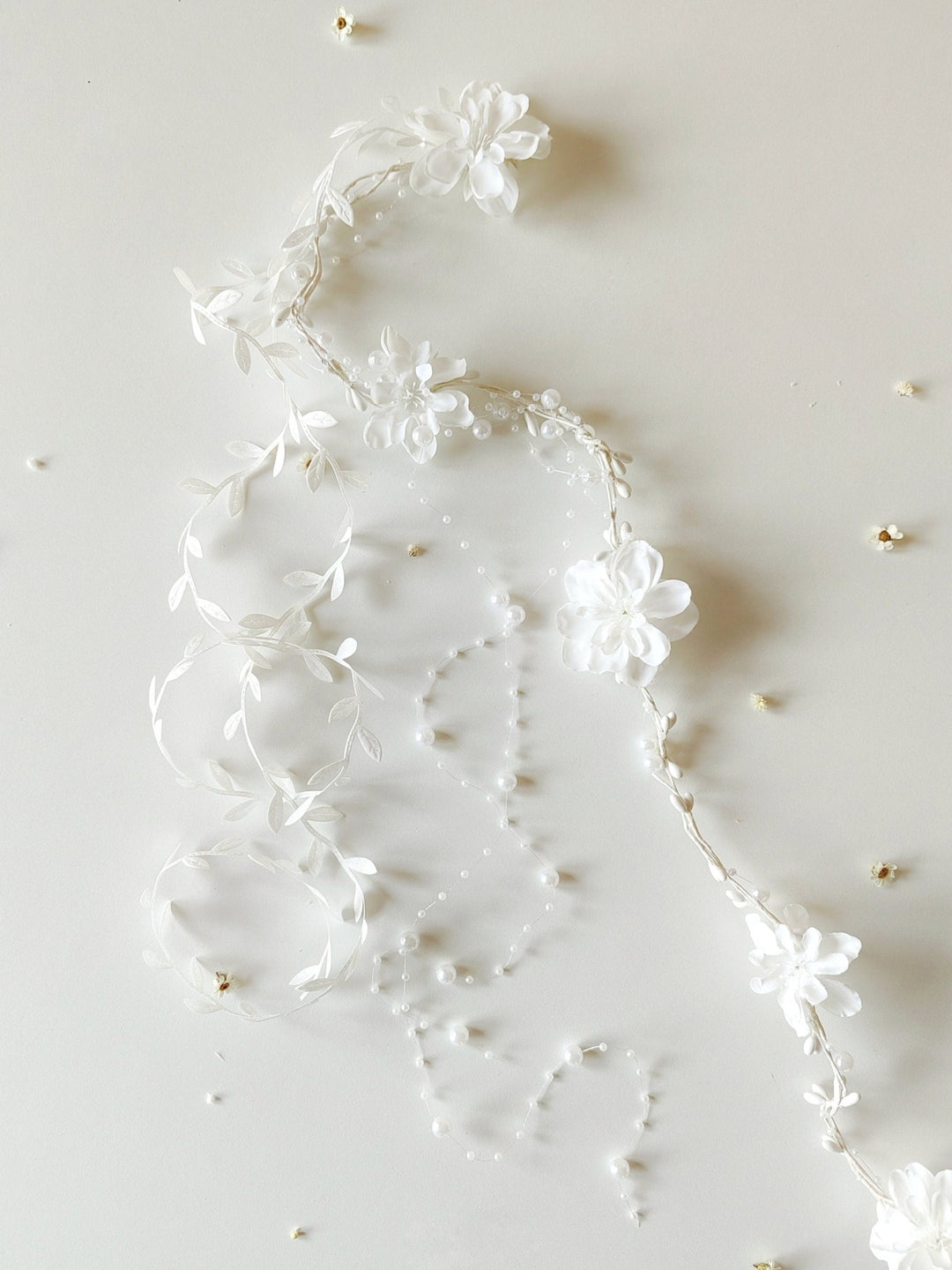 White Flower Hair Garland: First Communion Hair Vine – handmade floral hair accessory by magaela