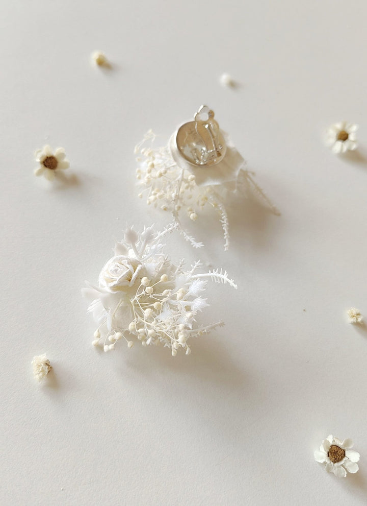 Handmade White Flower Earrings: Holy Communion Bridal Jewelry – handmade floral hair accessory by magaela