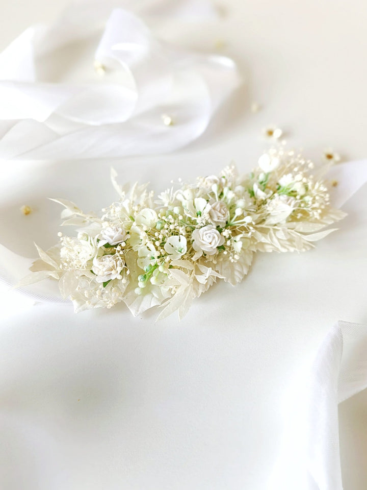 Cream Flower Girl Belt: Romantic First Communion Dress Sash – handmade floral hair accessory by magaela