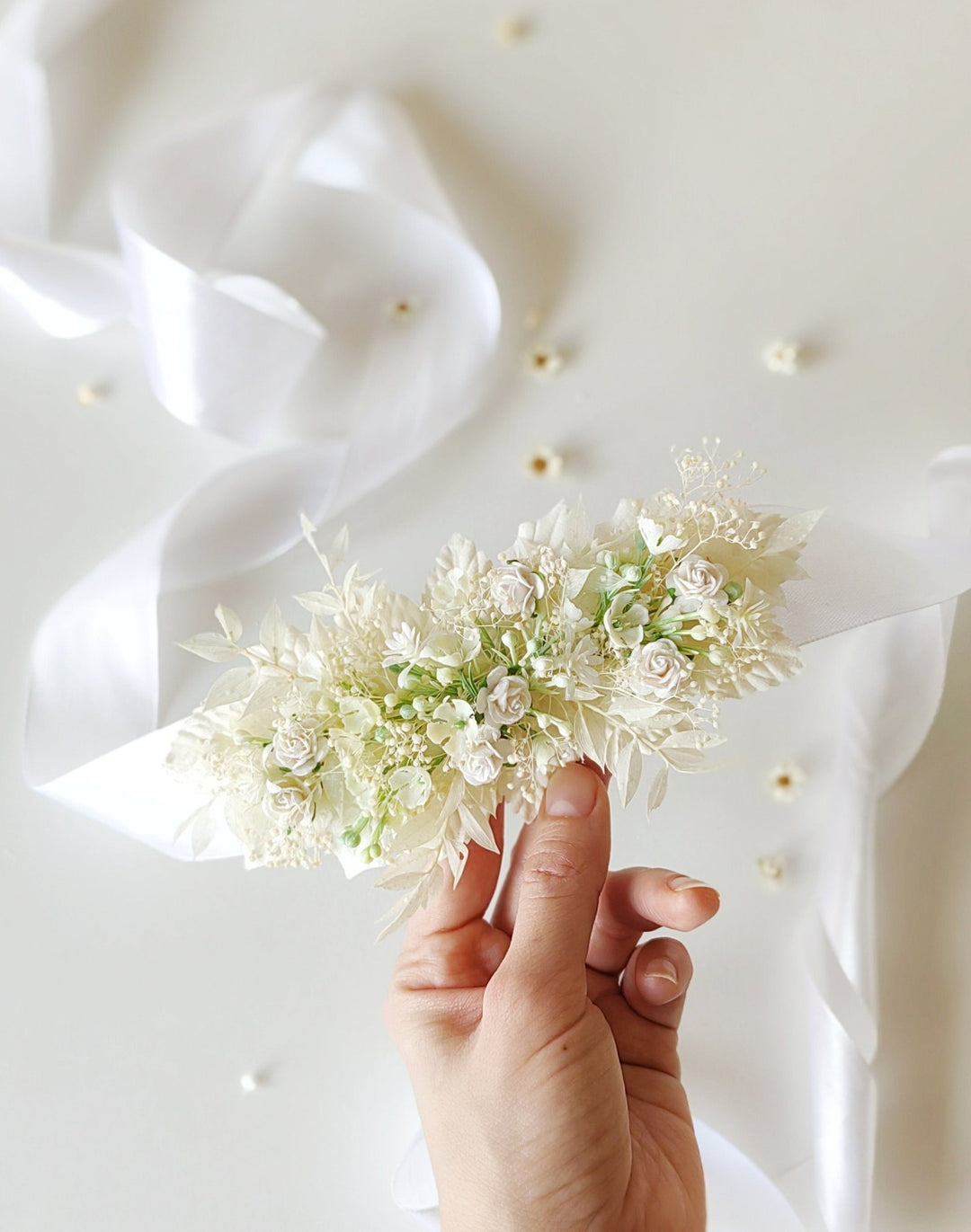 Cream Flower Girl Belt: Romantic First Communion Dress Sash – handmade floral hair accessory by magaela