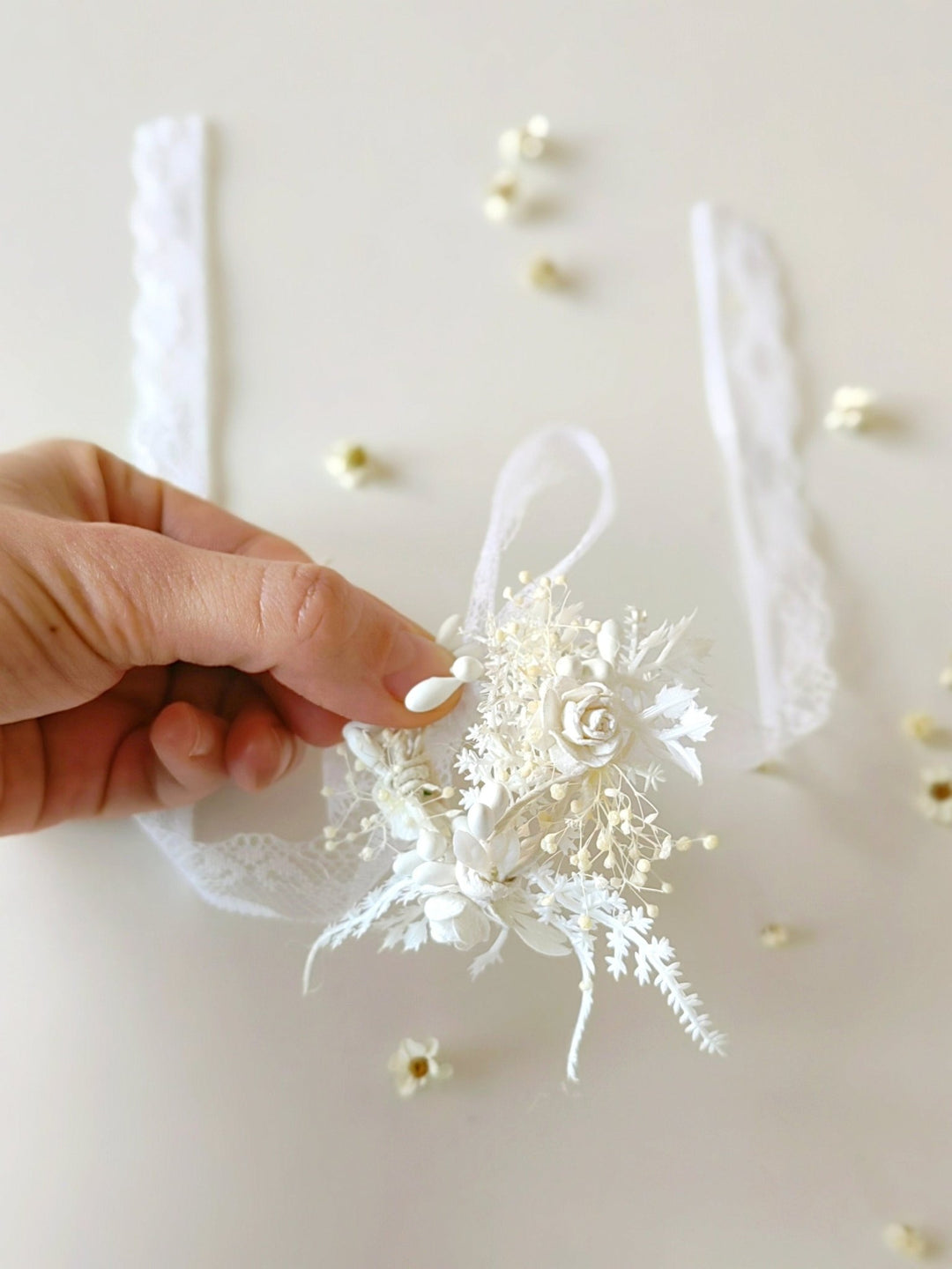 Handmade Floral Candle Decoration: First Holy Communion Candle Wreath – handmade floral hair accessory by magaela