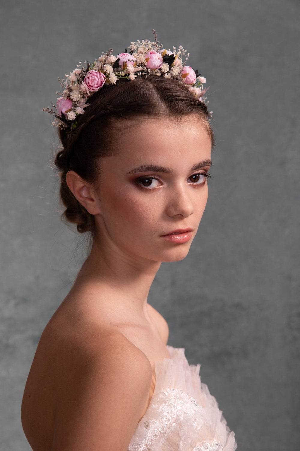 Pink Peony Flower Headband: Wedding Hair Jewelry – handmade floral hair accessory by magaela