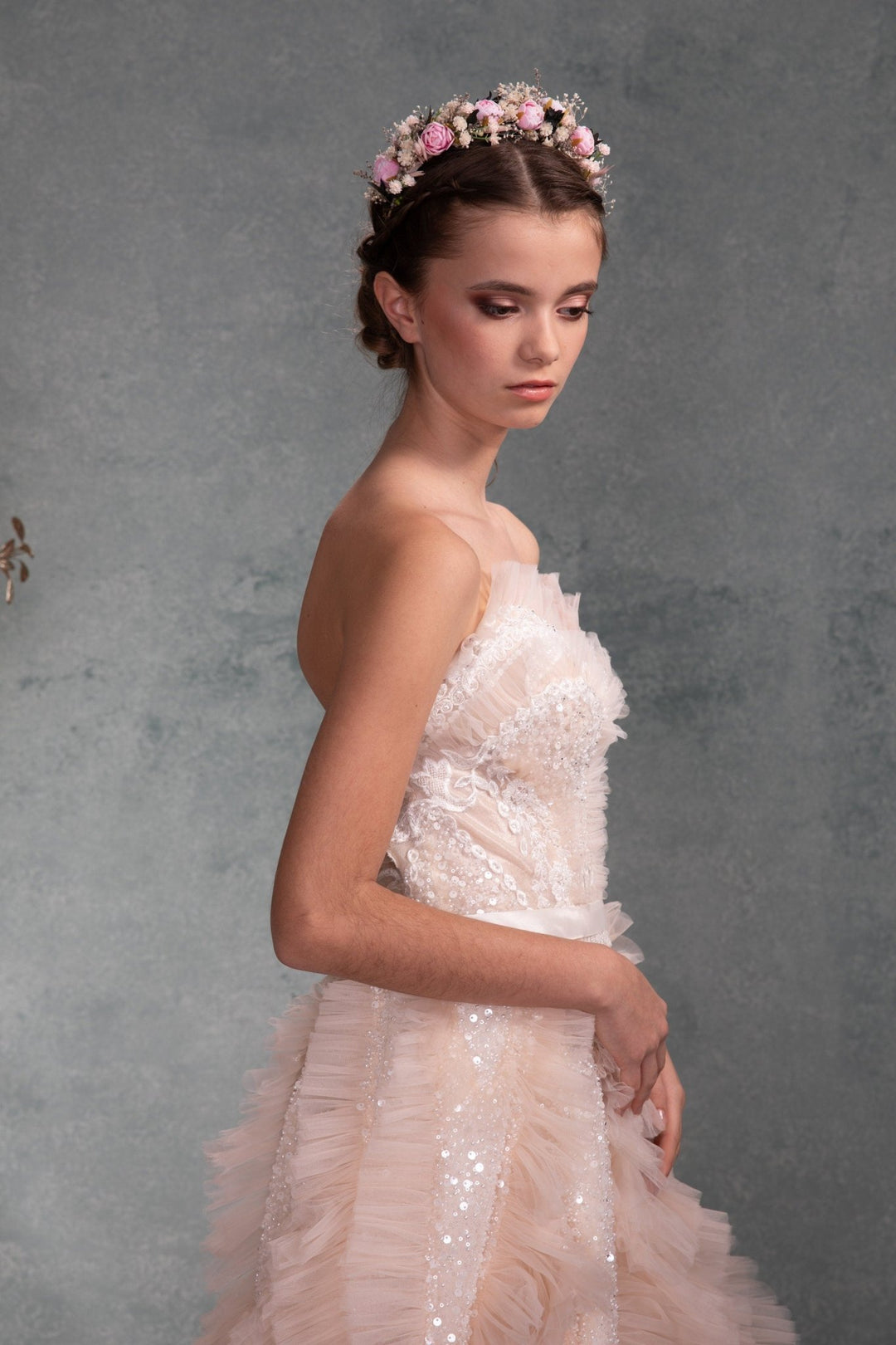 Pink Peony Flower Headband: Wedding Hair Jewelry – handmade floral hair accessory by magaela