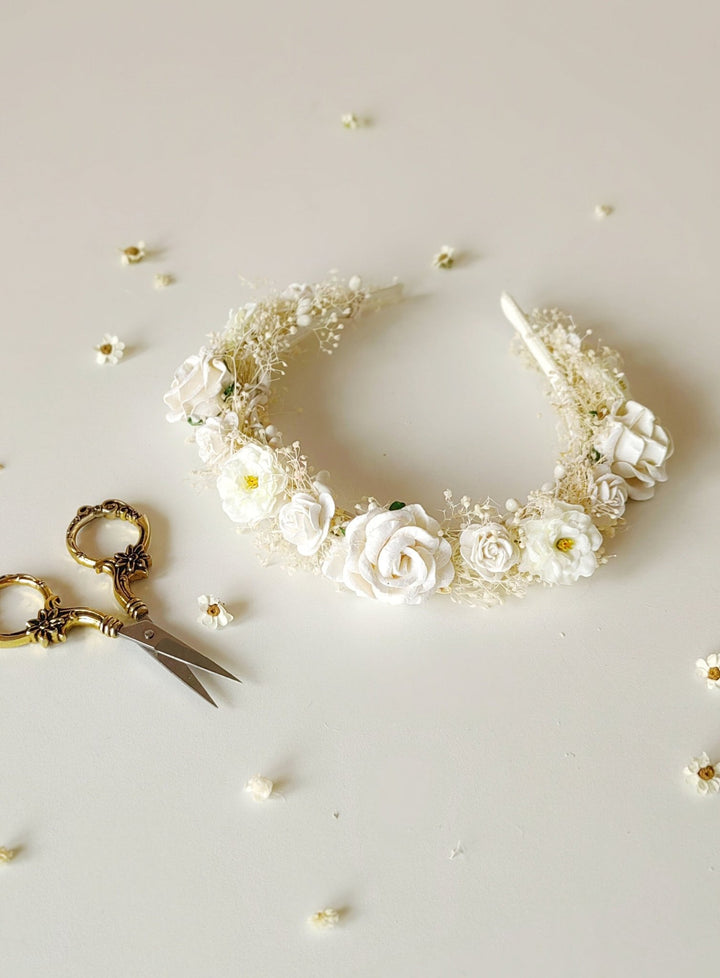 Ivory Flower Headband: Wedding Bridal Hair Accessory – handmade floral hair accessory by magaela