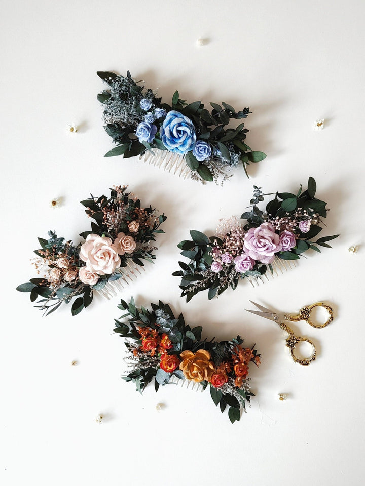 Romantic Rose Hair Comb: Bridal Flower Hairpiece – handmade floral hair accessory by magaela