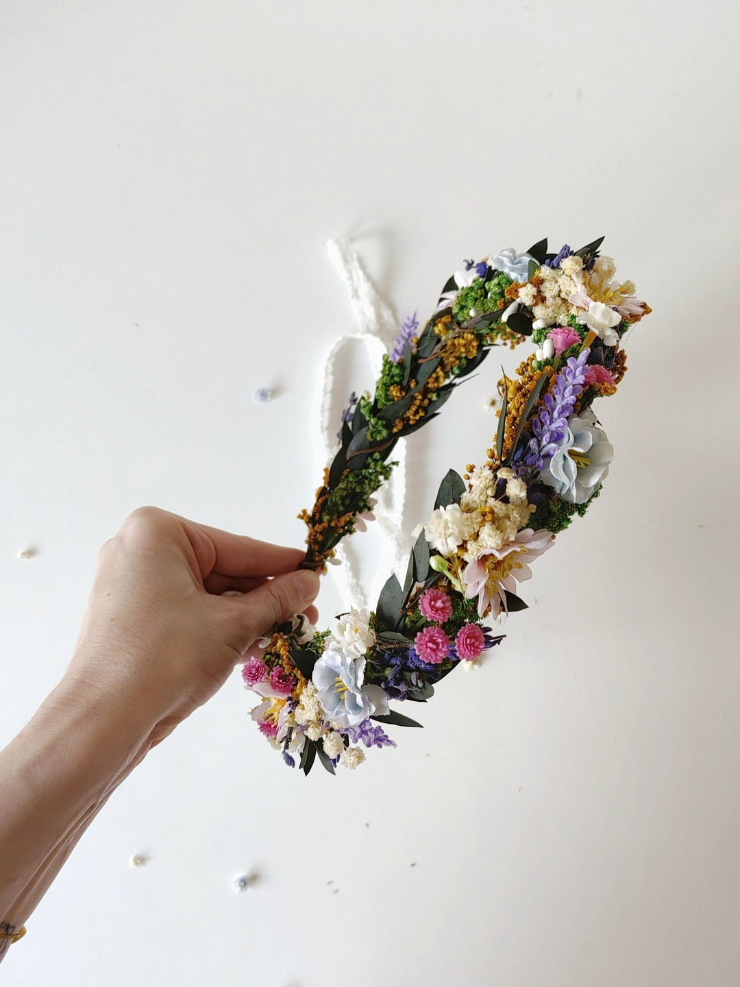 Lavender Flower Hair Wreath: Handmade Bridal Crown, Meadowy Wedding – handmade floral hair accessory by magaela