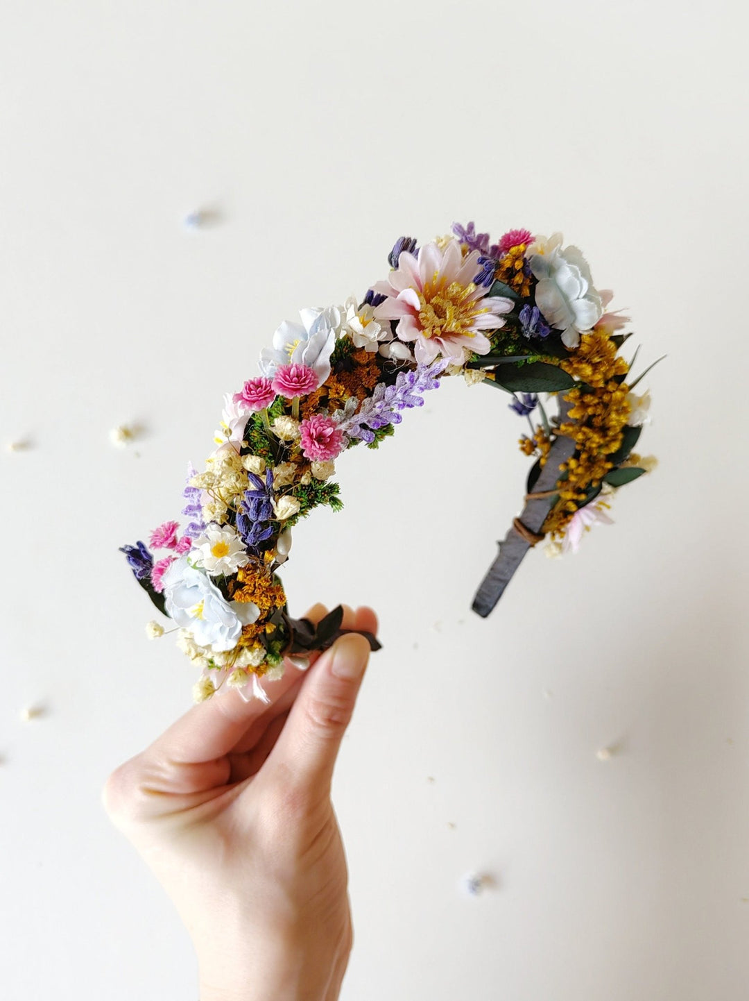 Lavender Bridal Flower Crown: Meadow Wedding Hair Wreath – handmade floral hair accessory by magaela