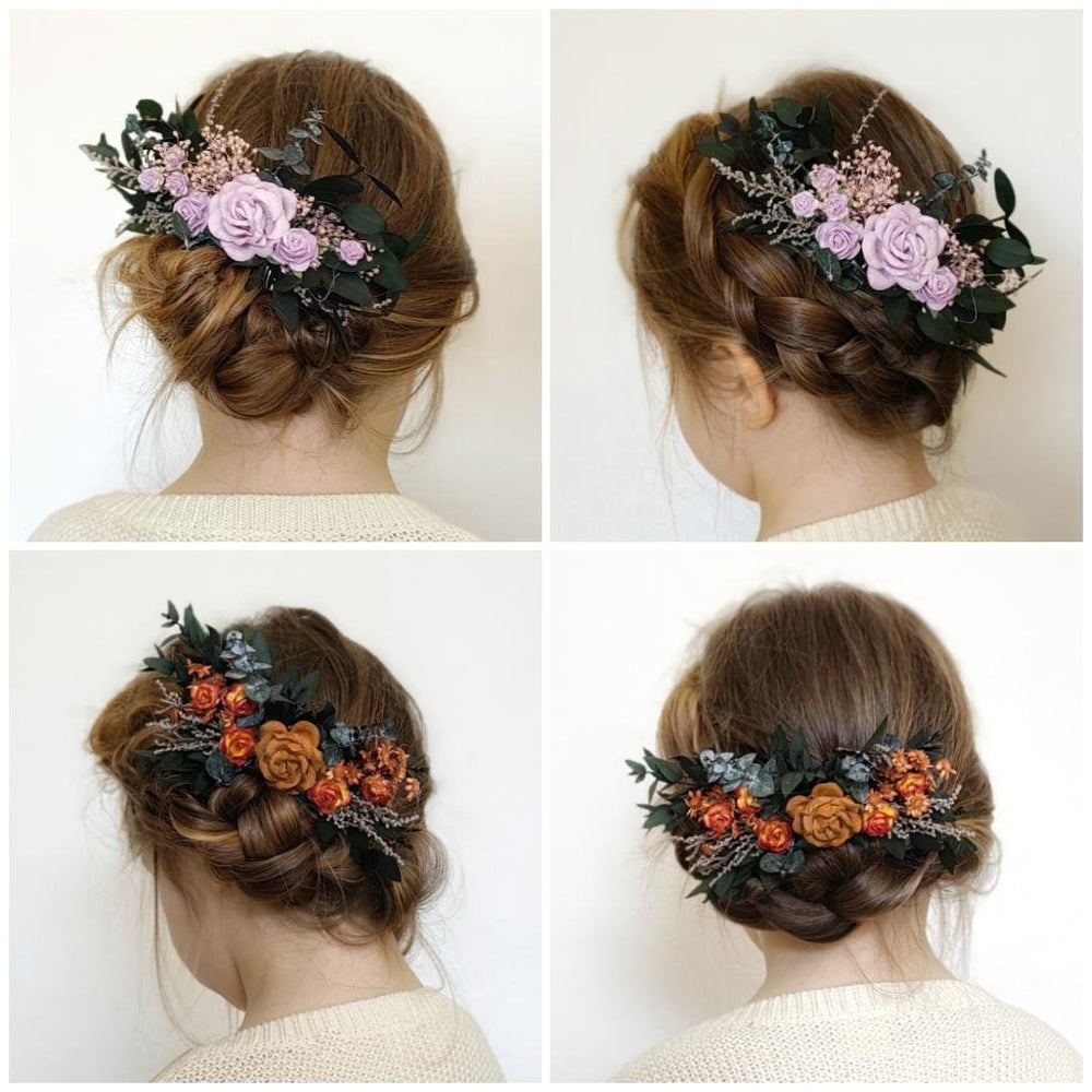 Romantic Rose Hair Comb: Bridal Flower Hairpiece – handmade floral hair accessory by magaela