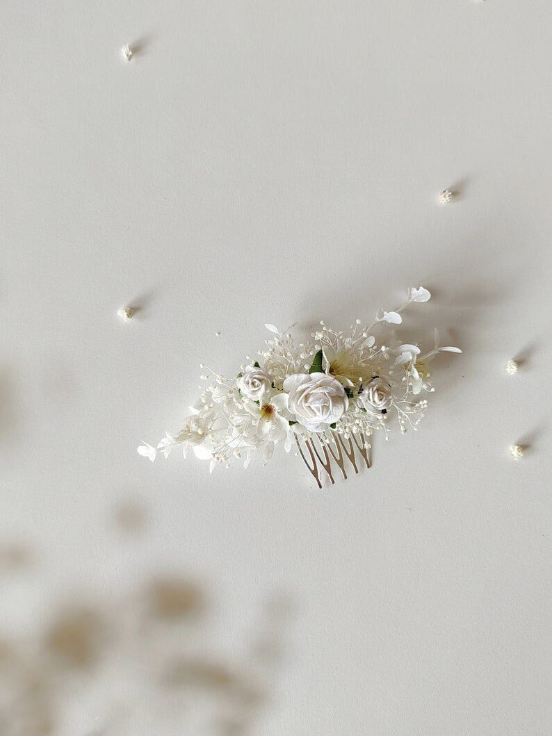 Floral Hair Pins Set: First Communion, Wedding Hair Accessories – handmade floral hair accessory by magaela