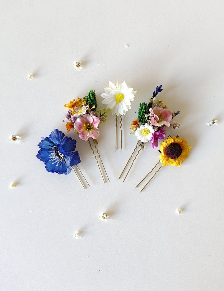Meadow Flower Hairpins: Bridal Garden Wedding Hair Accessories – handmade floral hair accessory by magaela