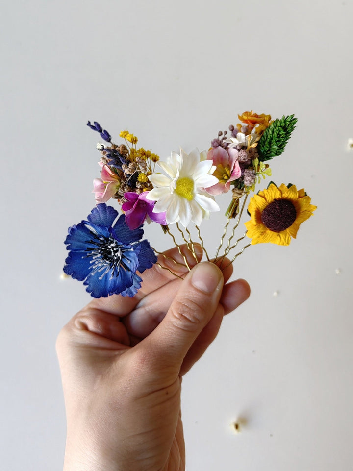 Meadow Flower Hairpins: Bridal Garden Wedding Hair Accessories – handmade floral hair accessory by magaela