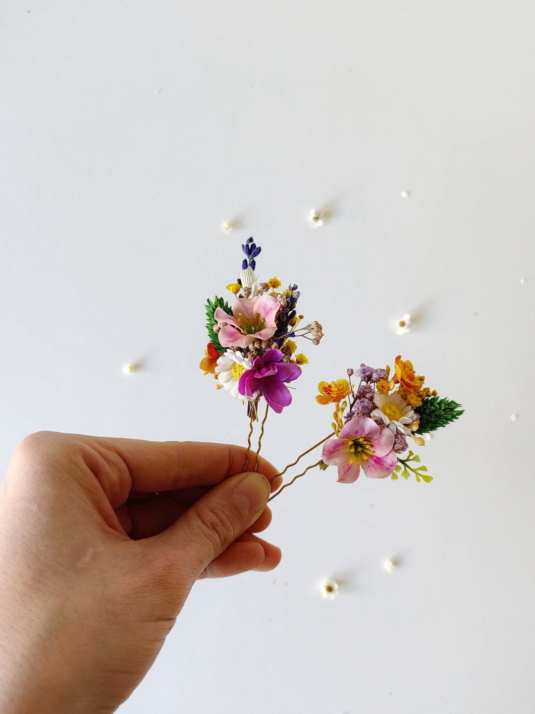 Meadow Flower Hairpins: Bridal Garden Wedding Hair Accessories – handmade floral hair accessory by magaela