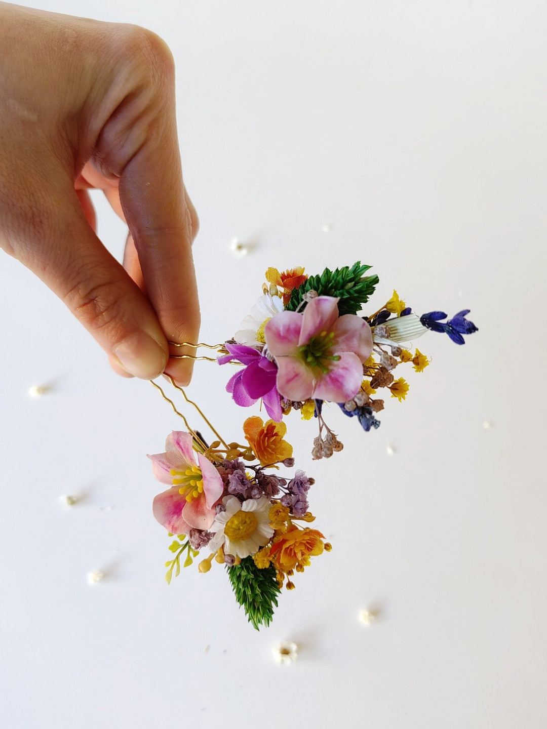 Meadow Flower Hairpins: Bridal Garden Wedding Hair Accessories – handmade floral hair accessory by magaela