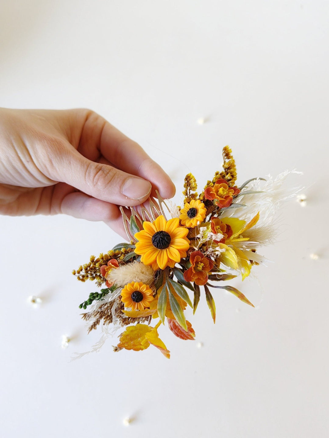 Sunflower Bridal Hair Comb: Yellow Summer Wedding Accessory – handmade floral hair accessory by magaela