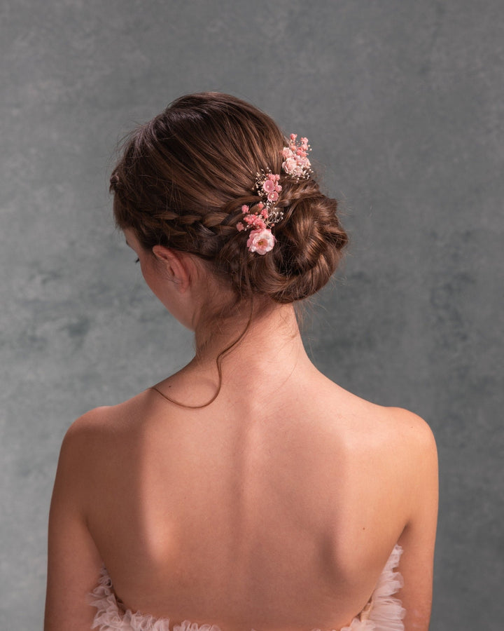Pink Flower Hairpins: Romantic Bridal Hair Accessories – handmade floral hair accessory by magaela