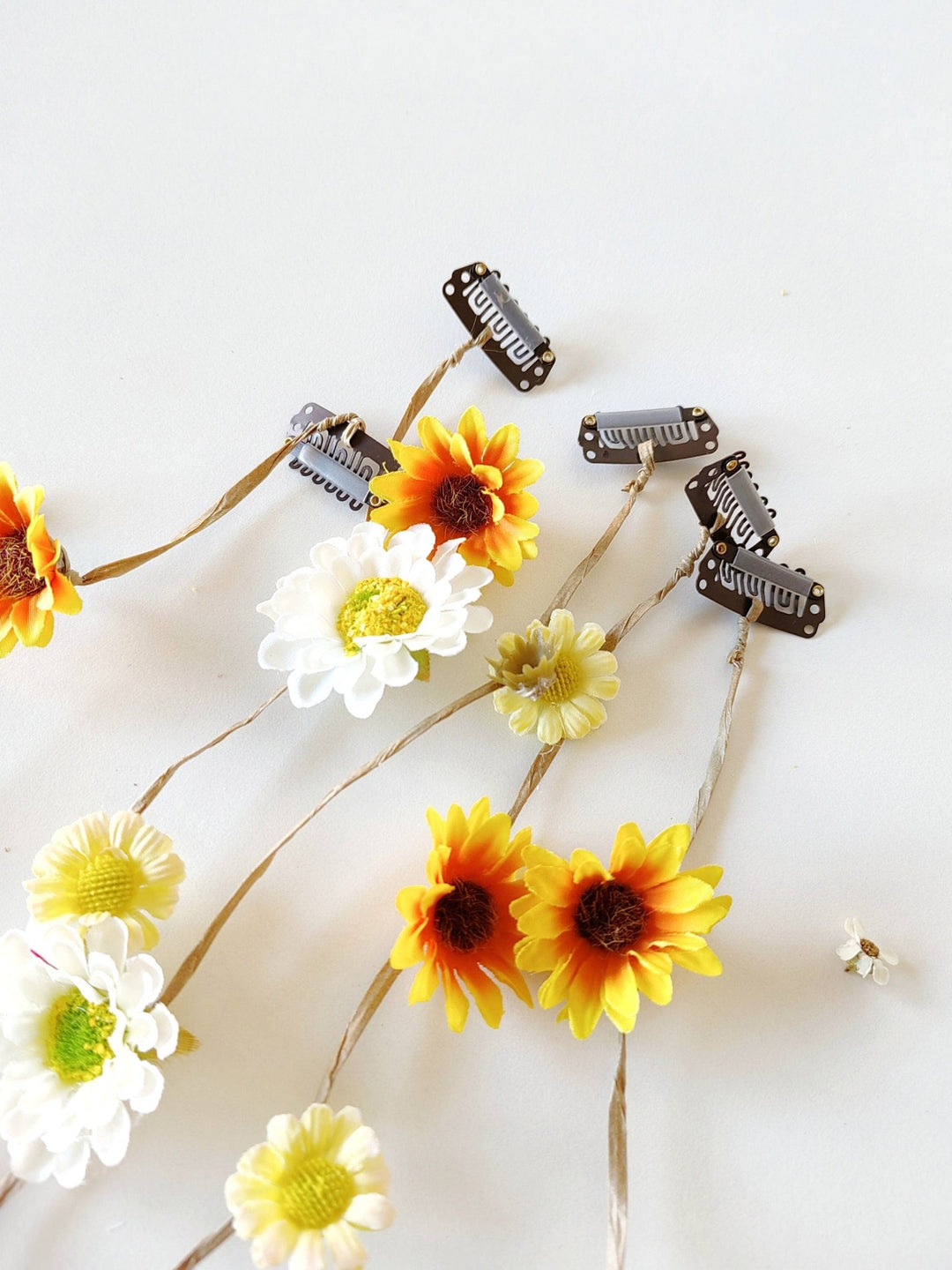 Sunflower Bridal Hair Vine: Romantic Yellow Flower Wedding Accessory – handmade floral hair accessory by magaela