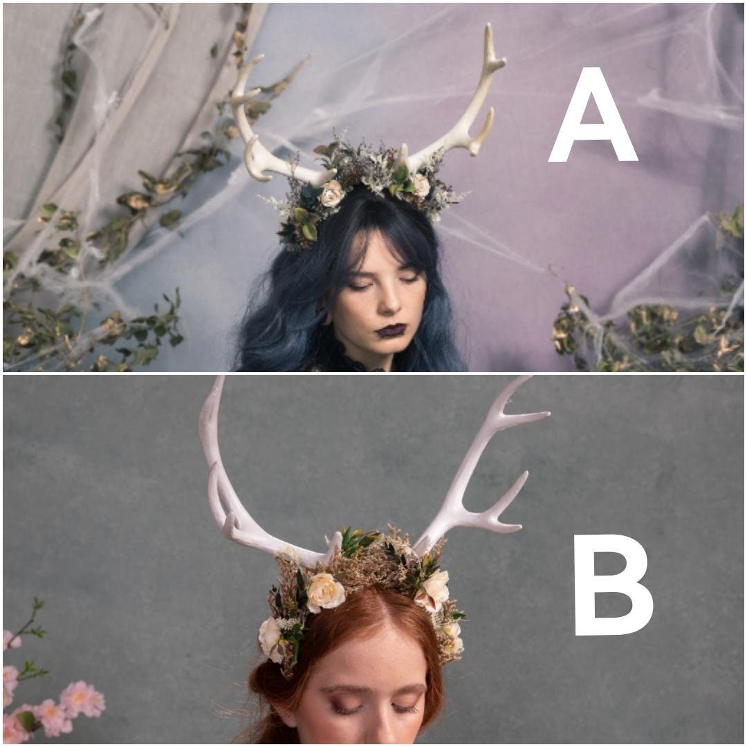 Halloween Deer Antler Crown: Black Flower Horn Headband – handmade floral hair accessory by magaela