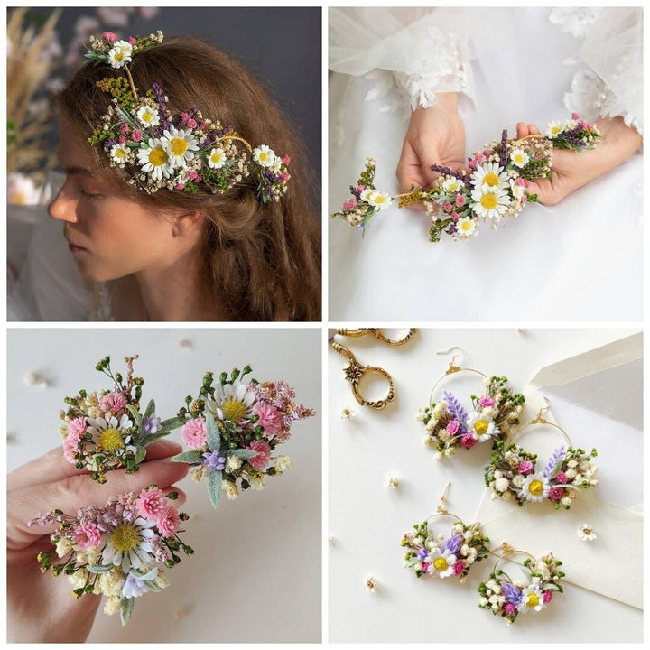 Daisy Bridal Bouquet: Meadow Spring Wildflower Wedding Bouquet – handmade floral hair accessory by magaela
