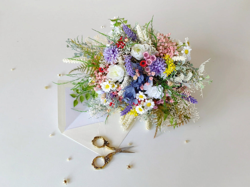 Large Artificial Wildflower Bouquet: Meadow Bridal Bouquet – handmade floral hair accessory by magaela