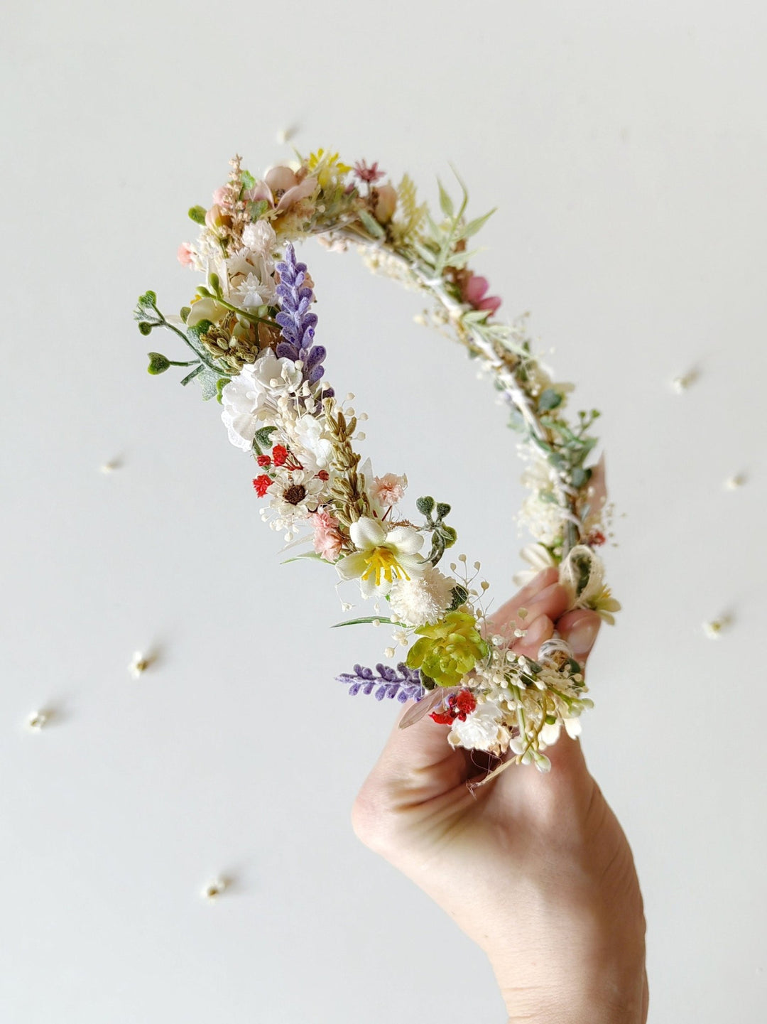 Wildflower Bridal Crown: Meadow Flower Hair Wreath, Garden Wedding – handmade floral hair accessory by magaela