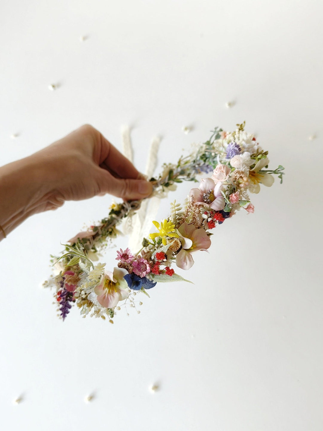 Wildflower Bridal Crown: Meadow Flower Hair Wreath, Garden Wedding – handmade floral hair accessory by magaela